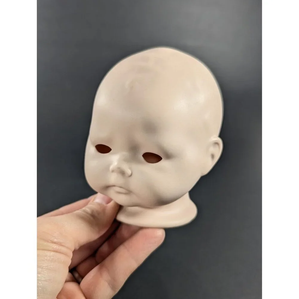 Vintage Creepy Baby porcelain Doll head, open eyes, old doll parts - Picture 3 of 14